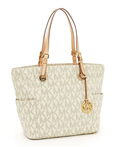 michael kors logo print signature tote bag|Jet Set Travel Large Signature Logo Print Woven Tote .